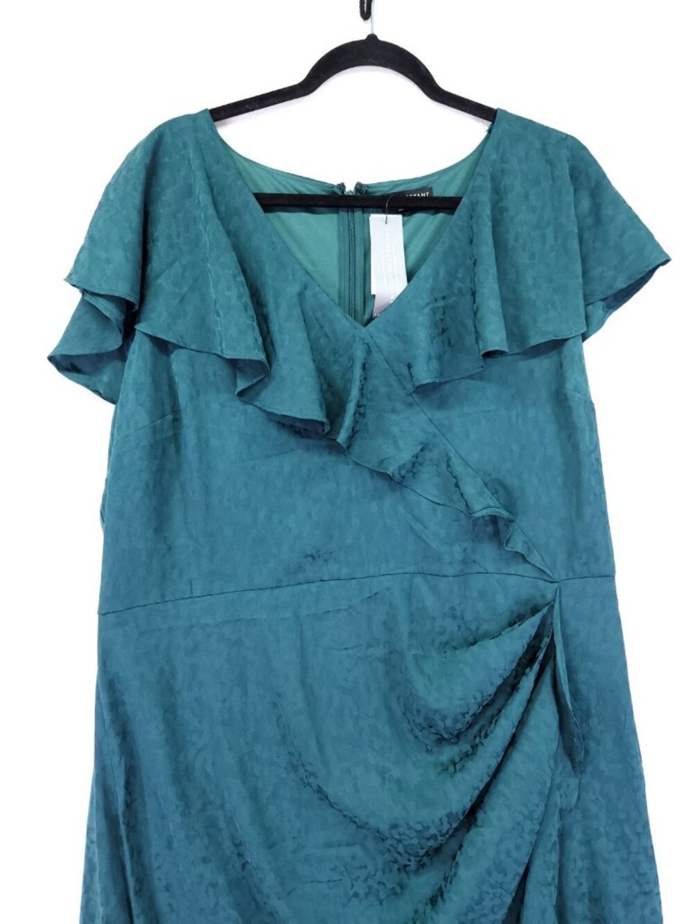 Lane Bryant Women's Green Jacquard Flutter Sleeve Ruffle Midi Dress Plus Size 20 - Picture 11 of 15
